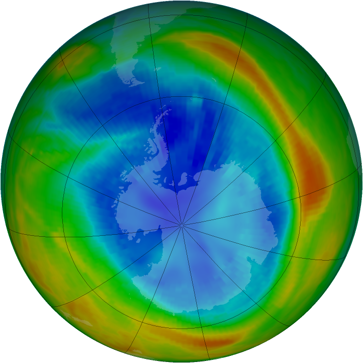 Antarctic ozone map for 31 August 1991